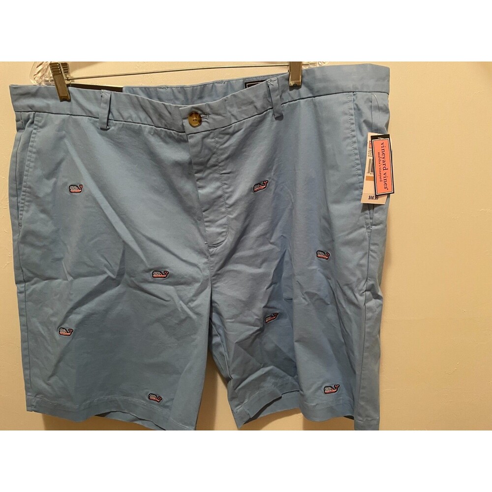 Vineyard Vines Shorts Mens 42 Blue Patriotic Whales USA Flags Breaker Classic